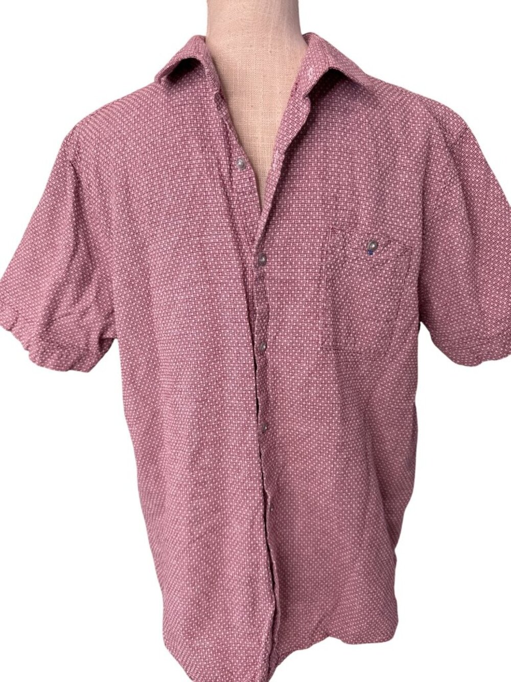 Essex Crossing Weave Short Sleeve Button Up Shirt Mens Casual Comfort XL
